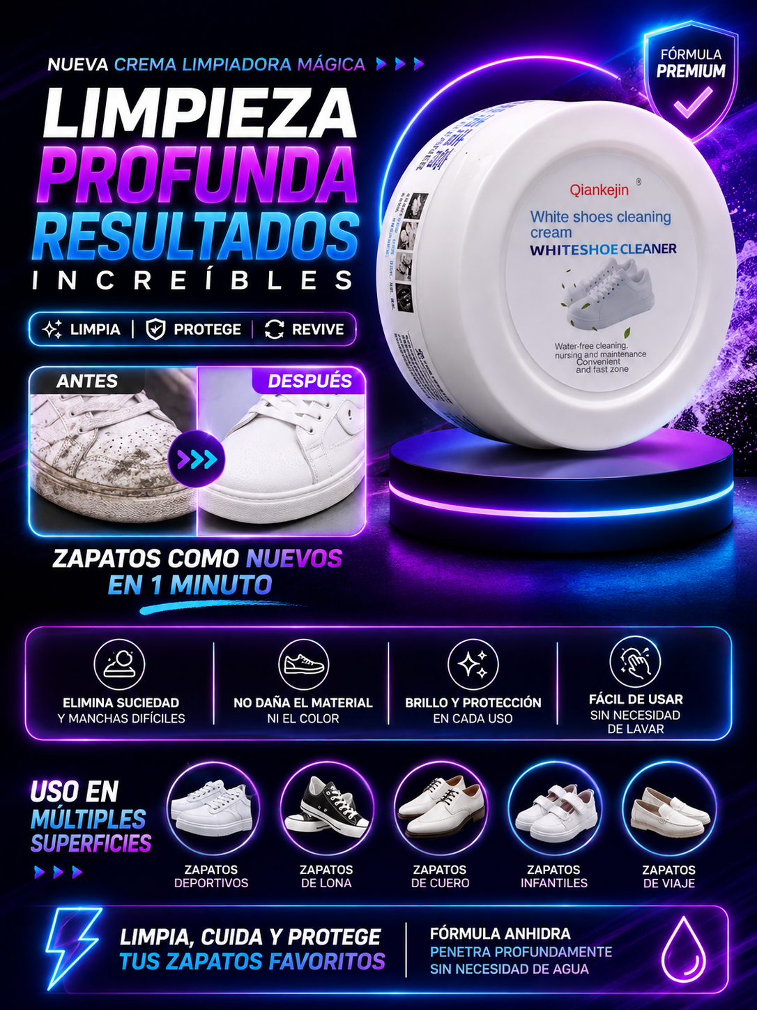 CREMA LIMPIADORA DE ZAPATOS BLANQUEADOR